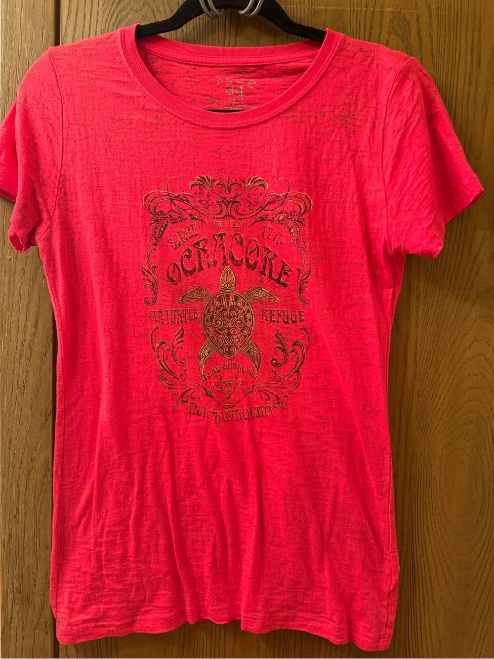 Hot Pink Short Sleeve Tee with Turtle Graphic